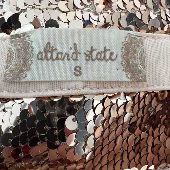 Altard State Short Sleeve Sequin Rose Gold Blouse‎ Size Small - Picture 6 of 7